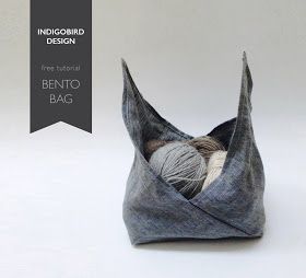 Bento Bag - indigobird design Furoshiki Bag, Bento Bag, Origami Bag, Diy Sac, Knitting Tote, Bento Bags, Sew Ins, Diy Bags Purses, Costura Diy