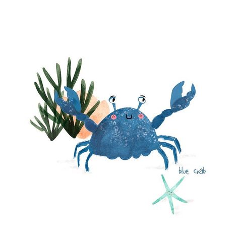 Cute Crab Illustration, Cute Crab Drawings, Crab Drawing, Patterning Kindergarten, Crab Illustration, Ocean Illustration, Sea Illustration, Nautical Inspiration, Patterns Wallpaper