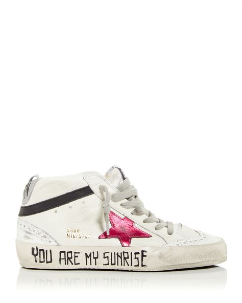 Find GOLDEN GOOSE DELUXE BRAND Mid Star Mid Top Sneakers on Editorialist. Golden Goose Women's Mid Star Mid Top Sneakers.Color:White.Size:8 US / 38 EU.Material:Leather and synthetic upper, cotton and leather lining, rubber sole. Clothing Reconstruction, Mid Top Sneakers, Golden Goose Deluxe Brand, Mid Top, Star Sneakers, Star Top, Sneaker Brands, White Beige, Golden Goose