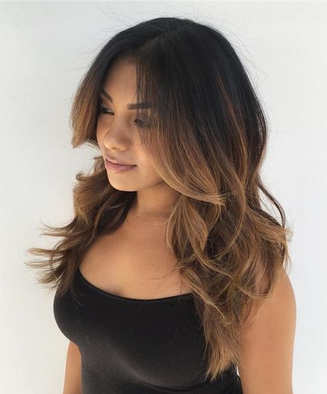 Black Hair With Caramel Balayage Black Hair With Caramel Balayage, Tiger Eye Hair Color, Tiger Eye Hair, Caramel Balayage, Brown Hair Balayage, Trendy Hair Color, Ombre Hair Color, Brown Blonde Hair, Hair Inspiration Color