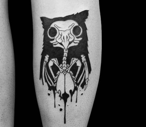 Owl tattoo by Roy Tsour Spooky Owl Tattoo, Creepy Owl Tattoo, Skull Owl Tattoo, Toxic Tattoo, Owl Skull Tattoos, Owl Skull, Dragon Tattoo Art, Ghost Tattoo, Skeleton Tattoos