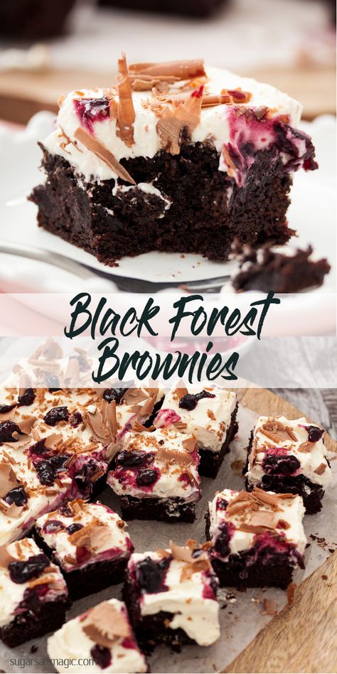 Jam Brownies, Homemade Cherry Jam, Black Forest Brownies, Flavour Pairing, Fudgy Chocolate Brownies, Cherry Brownies, Cream Fresh, Cherry Jam, Fresh Cherries