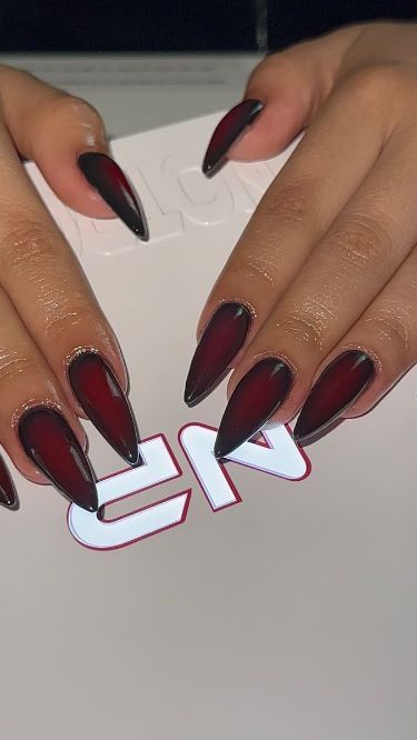 Dark Red And Black Nails, Grad Nails, Wine Nails, 2024 Nails, Black Nail Designs, Black Nail, Dope Nails, Black Nails, Red Nails