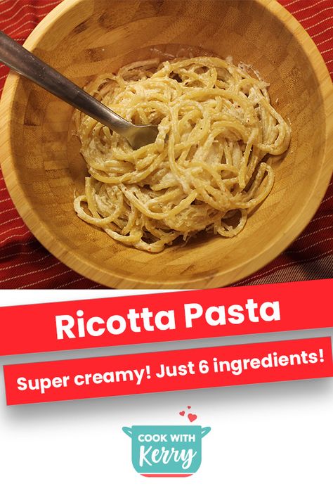 Ricotta pasta is a perfect use for leftover ricotta cheese; this is an easy six ingredient pasta that comes together through the magic of pasta water! #pasta #pastarecipes #spaghettirecipes #spaghetti #ricotta #ricottarecipes Spaghetti Ricotta, Leftover Ricotta, Pasta Side Dishes, Ricotta Recipes, Pasta Water, Ricotta Pasta, Pasta Dinners, Tasty Pasta, Leftovers Recipes