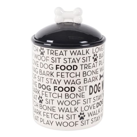 Bone Dry loves pets! ?DII Bone Dry has created these Non-Skid Ceramic Pet Bowl perfect for your lovely dogs or cats - suitable for food and water. The bowl is conveniently dishwasher safe so it can be easily cleaned. Silicon rim at the bottom will keep your pet's bowl from sliding around on the floor. No more messy floors for you to clean as well. Delight your hungry pup with this ceramic bowl in a fun print with a stay-put silicon bottom. ?A Great Feeding Station Solution Both You And Your Pet Dog Treat Storage, Dog Texts, Pet Food Storage Container, Pet Treat, Glass Storage Containers, Pet Food Storage, Cats Black, Treat Jar, Ceramic Canister