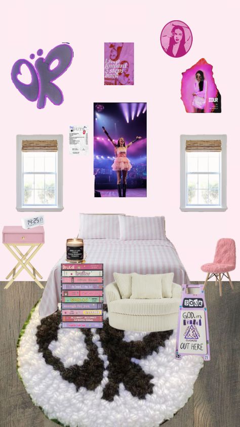 #olivarodrigo #bedroom #outfitinspo Olivia Rodrigo Bedroom, Olivia Rodrigo Room, Olivia Rodrigo, Bedroom Ideas, Room Ideas, Bedroom