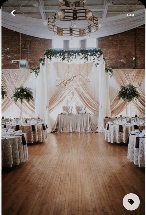 Room Draping Wedding, Canopy Decor, Enchanted Forest Quinceanera Theme, Enchanted Forest Quinceanera, Front Table, Ceiling Drapery, Wedding Drapery, Wedding Top Table, Shabby Chic Wedding Decor