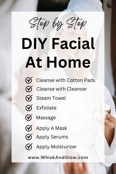 Ready to pamper yourself with a DIY at-home facial? 👩‍❤️‍💋‍👩 Follow our easy step-by-step guide to create the perfect at-home spa experience. 😍 From exfoliating masks to hydrating toners, it's time to unlock your skin's full potential! 💖 At Home Cleanse, Moisturizing Routine, Blackhead Remedies, Facial Routines, Night Skin Care Routine, Cleansing Pads, Diy Facial, Acne Remedies, Chemical Peel