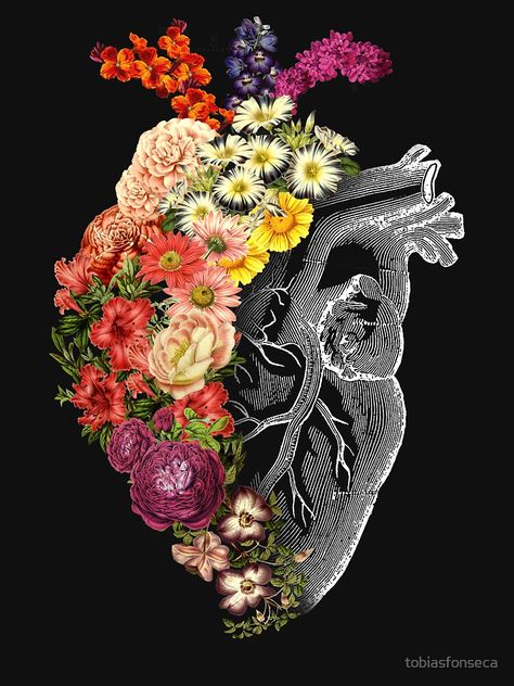 Anatomical Heart Art, Easy Flower Drawings, Drawing Flowers, Human Anatomy Art, Heart Drawing, Simple Pictures, Medical Art, Human Heart, Drawing Prints