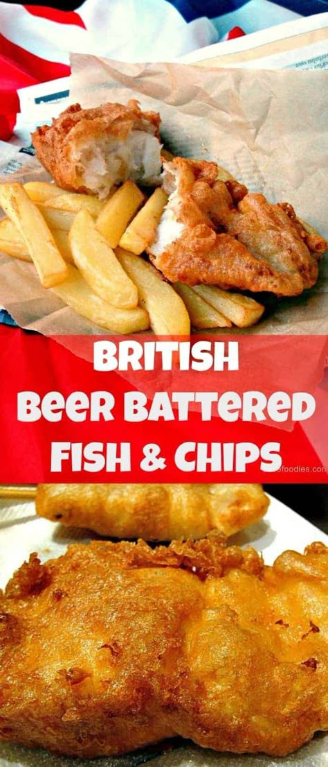 Beer Battered Fish And Chips, Battered Fish And Chips, Fish Batter, Fish N Chips Recipe, Chip Recipes, Fish Recipes Baked, British Foods, British Beer, Beer Battered Fish