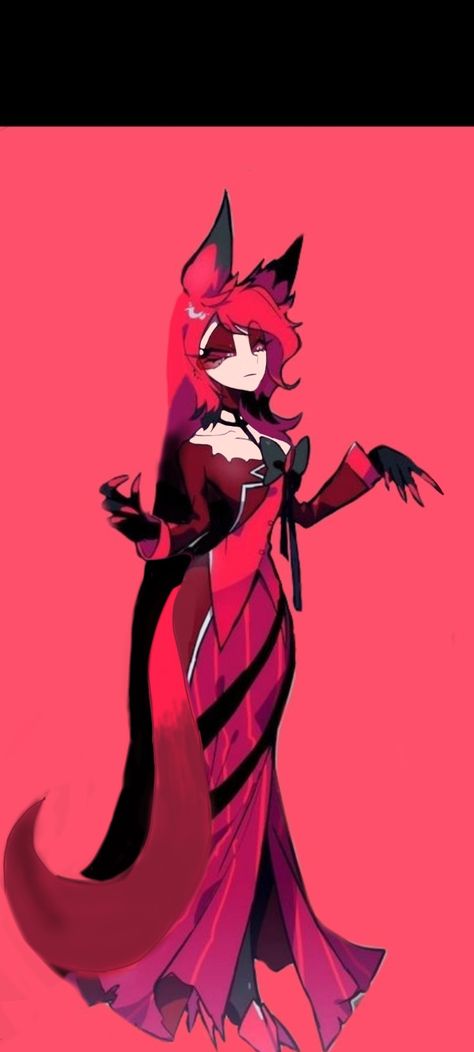 Alastor As A Girl, Genderbent Alastor, Female Alastor Fanart, Hazbin Hotel Alastor X Oc, Alastor Genderbend, Female Alastor Hazbin Hotel, Hazbin Hotel App Icons, Alastor In A Dress, Charlie Hazbin Hotel Wallpaper