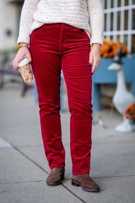 Styling Corduroy 3 Ways for Fall & Winter - Dressed for My Day Red Corduroy Pants, Corduroy Pants Outfit, Dressed For My Day, Winter Pants Outfit, Western Denim Shirt, Wearing Color, Fall Winter Dresses, Womens Business Casual, Being A Girl