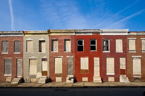 Abandoned row houses in Baltimore, MD by Kevin Moore. America House, Abandoned Church, Interesting Buildings, Briar Rose, Strange Places, Ornate Furniture, Church Building, Row House, Brick And Stone