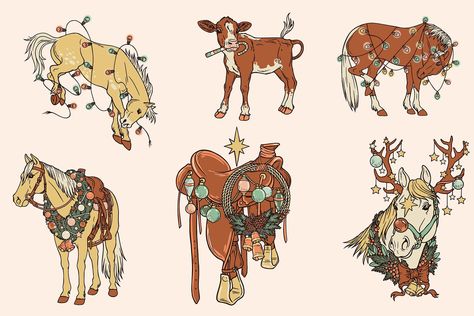 Western Painting Canvas, Pony Illustration, Cowboy Draw, Pony Gold, Hand Drawn Elements, Horse Sketch, Illustration Christmas, Western Paintings, Cowgirl Art