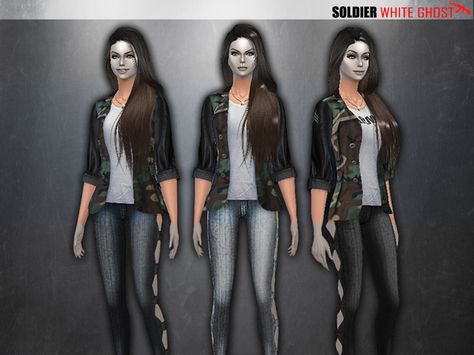 Women's Soldier Jacket by WhiteGhost Male Hoodie, Kids Curly Hairstyles, Sims 4 Cc Shoes, Sims 4 Cc Makeup, Sims 4 Cc Skin, Camouflage Jacket, Female Shorts, Female Soldier, Female Clothing