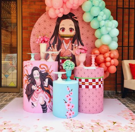 Demon Slayer Themed Birthday Party, Nezuko Birthday Party, Baby Pageant Dresses, Birthday Party Theme Decorations, 10th Birthday Parties, 10th Birthday, Host A Party, Slayer Anime, Balloon Decorations