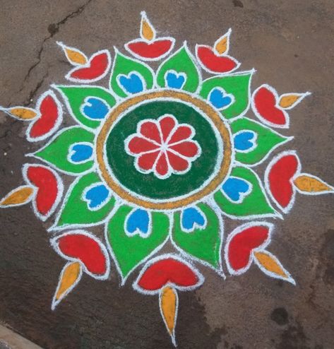 Rangoli Aesthetic, Modern Rangoli, Rangoli Designs Videos, 2023 Rangoli, Simple Kolam Designs, Simple Rangoli Designs, New Year Rangoli, Easy Rangoli Designs Videos, Very Easy Rangoli Designs