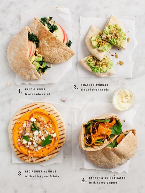 Pita Lunch Ideas, Vegetarian Pita, Sandwich Vegetarian, Pita Recipes, Gourmet Sandwiches, Inexpensive Meals, Think Food, Pita Bread, Vegetarian Food