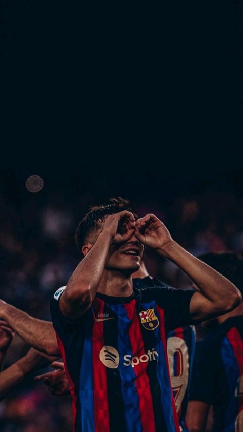 Pedri Celebration, Cloudy Background, Barcelona Wallpaper, Barcelona Jersey, Soccer Player, His Hands, Barcelona, Soccer, Wallpapers