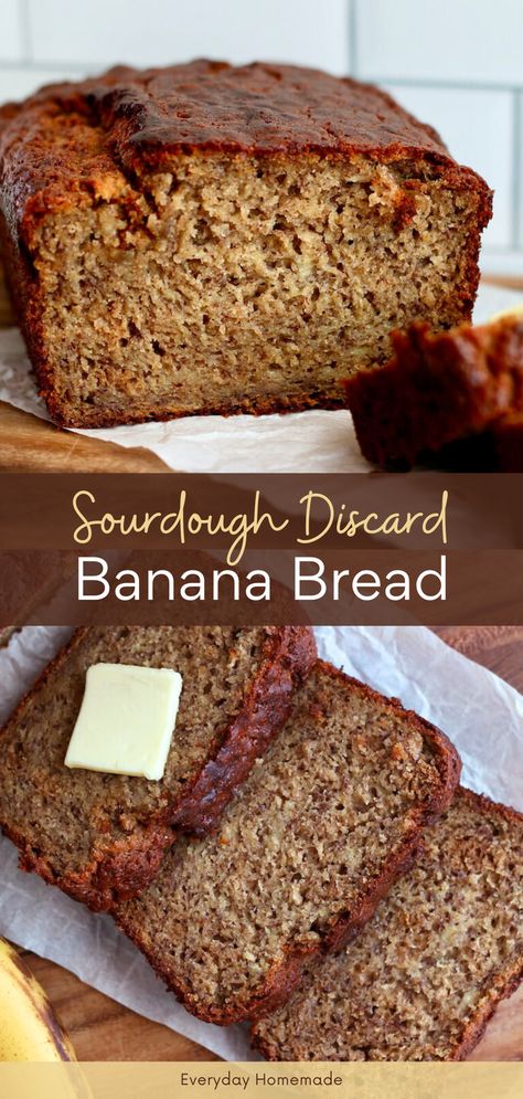 Learn the perfect way to repurpose your sourdough discard with this easy Sourdough Discard Banana Bread recipe! Transform ripe bananas and brown sugar into a moist, soft, and tender loaf that's irresistibly sweet. Add optional chocolate chips or walnuts for extra indulgence. Ideal for breakfast, brunch, or a homemade snack, this classic treat is quick to make and sure to become a family favorite. Sourdough Discard Banana Bread, Discard Banana Bread, Sourdough Discard Banana, Sourdough Banana Bread Recipe, Sourdough Banana Bread, Homemade Sourdough Bread Recipes, Snack Quick, Sourdough Banana, Sourdough Starter Discard