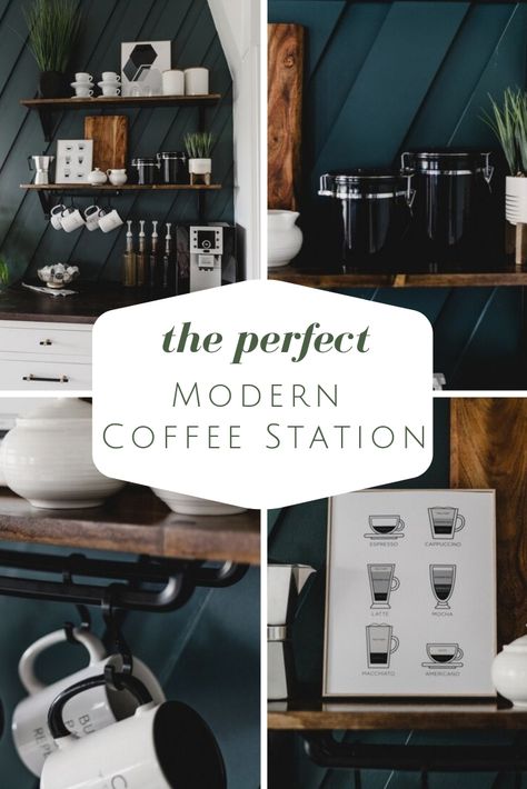 Coffee Station Ideas Countertop, Coffee Bar In Kitchen, Industrial Coffee Bar, Coffee Bar Ideas Kitchen Counter, Office Coffee Bar, Diy Coffee Station, Coffee Bar Station, Coffee Bar Design, Tea Station