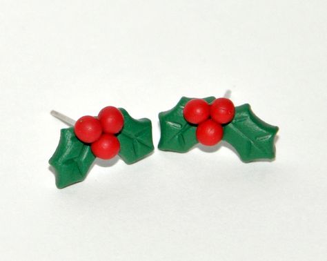 Christmas Holly Stud Earrings - Tiny Cute Earrings for your Xmas Presents - Available for sensitive ears too! by AColorfulMind on Etsy Holly Earrings, Holly Berry, Earrings Christmas, Xmas Presents, Homemade Jewelry, Earring Studs, Tiny Stud Earrings, Christmas Holly, Christmas Earrings