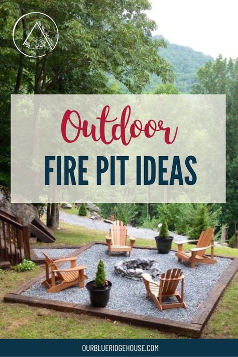 Whether you want to install an outdoor firepit or do a DIY backyard fire ring, you'll love these pictures and ideas. #firepit Firepits Backyard In Ground, Firepits Backyard Diy Outdoor Fireplaces, Patio Fire Pit Ideas Diy, Corner Firepits Backyard Ideas, Firepits Backyard Ideas Gravel, Easy Firepits Backyard, Cooking Fire Pit Ideas, Firepits Backyard Ideas Small Yard, Small Yard Fire Pit Ideas Backyard Designs