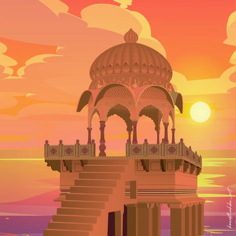 Udaipur Illustration, Rajasthan Illustration, Fort Illustration, Agarbatti Packaging, Couple Magazine, Invite Illustration, Exterior Illustration, Wedding Card Design Indian, Mughal Art Paintings