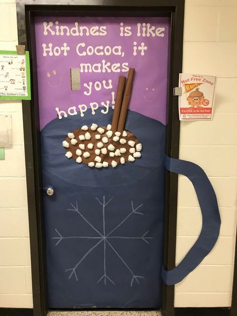 Hot Chocolate Door Decorations For School, Winter Door Preschool, Hot Cocoa Bulletin Board Ideas For Kids, Hot Chocolate Classroom Door, Hot Cocoa Door Decorations For School, Hot Cocoa Classroom Door, Hot Chocolate Door Decoration, January Door Decorations Classroom, January Classroom Door Ideas