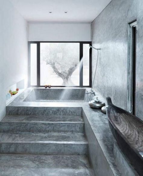 Japanese Bathroom Ideas, Design Interior Baie, Concrete Bath, Japanese Bathroom, Concrete Bathroom, Decor Baie, Dream Bathrooms, Dream Bathroom, Bathtubs