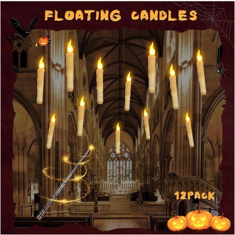 Floating Candles Halloween, Floating Led Candles, Long Candles, Bedroom Christmas, Electronic Candles, Christmas Birthday Party, Electric Candles, Hanging Candles, Battery Operated Candles