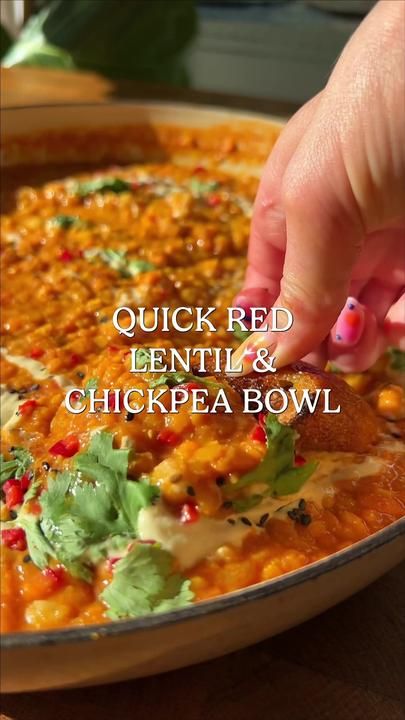 TikTok · Sophie Waplington Chickpea Bowl, Lentils Protein, Red Split Lentils, Protein Ingredients, Vegan Diet Recipes, Cooked Quinoa, High Protein Dinner, High Protein Vegan, Protein Meals