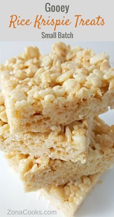 Gooey Rice Krispie Treat Recipe - Small Batch - These are the best Rice Krispie Treats in the world! This small batch recipe is ooey gooey deliciousness, easy to make, and just the right amount for two to four people! Microwave Rice Krispie Treats, Homemade Rice Crispy Treats, Crispy Treats Recipe, Peanut Butter Rice Krispie Treats, Rice Crispy Treats Recipe, Rice Krispie Squares, Krispie Treats Recipe, Rice Recipes For Dinner, Rice Krispies Treats