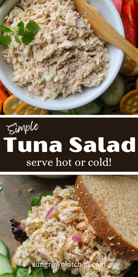 A bowl of tuna salad and a tuna salad sandwich. What To Make With Tuna Cans, Tuna Salad Recipe Easy, Tuna Salad Ingredients, Tuna Salad Recipe, Tuna Melts, Snack Dip, Tuna Salad, High Protein Snacks, Quick Snacks