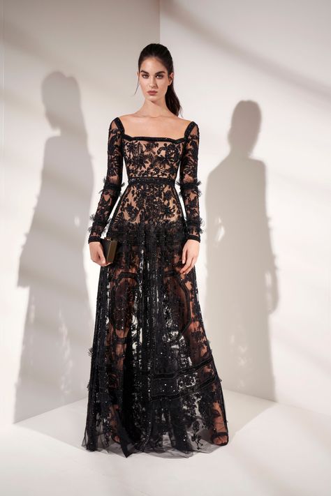 Look Gatsby, Embroidered Tulle Dress, فستان سهرة, Zuhair Murad, Black Lace Dress, Long Black Dress, Long Black, Fancy Dresses, Tulle Dress