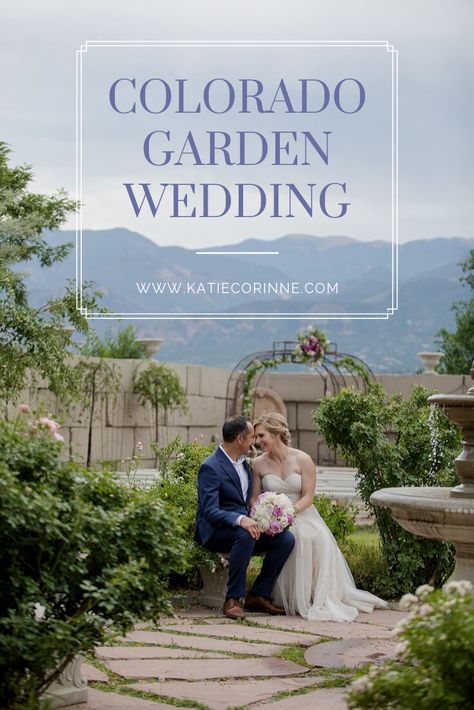 Planning a garden wedding? A small intimate venue in Colorado Springs called Hillside Gardens is a hidden gem. With a covered pavilion and mountain view of Pikes Peak, it offers some of the most breath-taking, romantic views you'll find. Bride and Groom in rose garden with ivy walls and fountain. Photographer: Katie Corinne Photography. #gardenwedding #coloradosprings #coloradowedding Covered Pavilion, Hillside Gardens, Romantic Views, Colorado Garden, Planning A Garden, Ivy Wall, Hillside Garden, Helpful Hacks, Bridal Tips