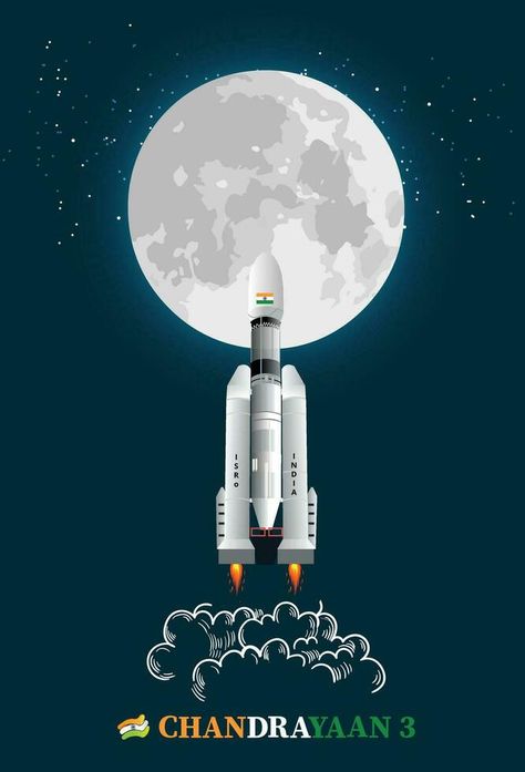 Chandrayaan indian rocket vector illustration.Chandrayaan rocket mission launched by India 2023 with tricolor Indian flag.Chandrayaan-3 Successful Launch Illustration - ISRO Moon Mission. Isro Rocket Drawing, Rocket Vector Illustration, Chandrayan 3 Drawing Sketch, Chandrayan 3 Image Rocket, Chandrayaan 2 Drawing, Chandrayaan 3 Images, Isro Drawing, Chandrayaan 3 Poster, Chandrayaan 3 Drawing