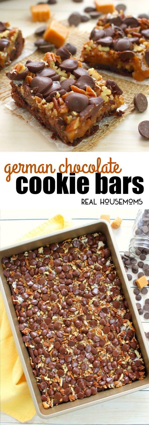 Cake Mix Cookies Bars, German Chocolate Cake Mix Cookies, Cake Mix Crust, German Chocolate Bars, German Chocolate Brownies, Cake Mix Bars, Chocolate Cake Mix Recipes, German Chocolate Cookies, Chocolate Cookie Bars