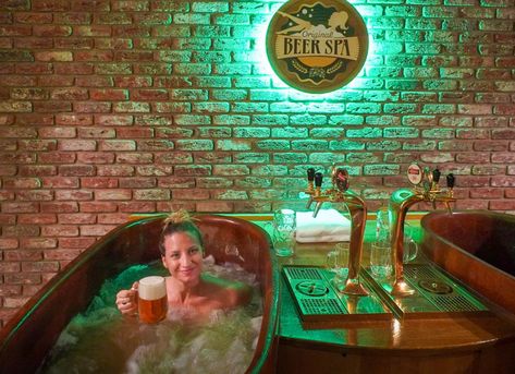 Beer Bath, Beer Spa, Czech Beer, Visit Prague, Beer Taps, Spa Experience, Beer Lovers, European Summer, Take A Nap