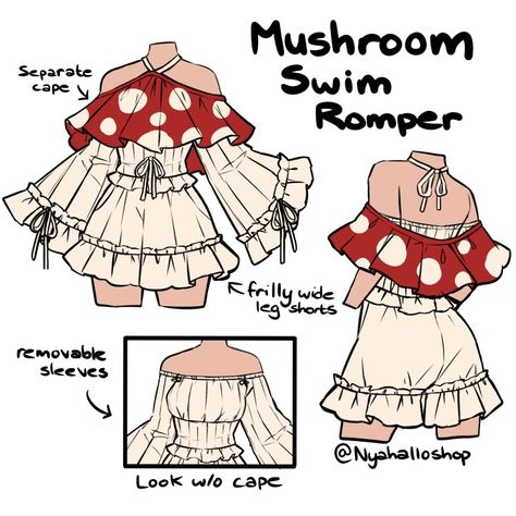 Mushroom Clothes Drawing, Mushroom Dress Drawing, Mushroom Outfit Drawing, Art Clothing Ideas, Dnd Inspiration, Clothing Sketches, Art Outfits, Creative Drawing Prompts, Clothing Design Sketches