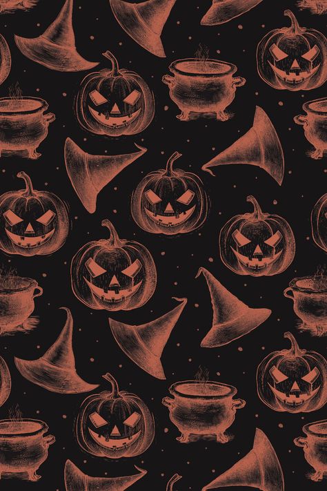 Halloween XIV - New collection of Halloween designs available now. Enjoy this spooky seamless pattern and prepare for Spooktober ............................................................................................................................................................... cauldron, repeatable pattern, all over print, pumpkin, witch hat, evil pumpkin, halloween pattern, spooktober, orange, october, orange pattern, pattern pillow, seamless pattern, patterncabinet, pattern cabinet Halloween Seamless Pattern, Spooky Pattern, Repeatable Pattern, Pumpkin Witch Hat, Evil Pumpkin, Homemade Halloween Decorations, Halloween Pattern, Homemade Halloween, Pumpkin Witch