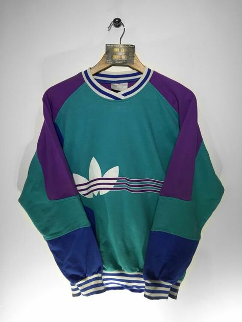 Vintage Adidas Sweatshirt, Color Block Sweatshirt, Adidas Trefoil, Adidas Sweatshirt, Womens Clothes, Selling Clothes, Vintage Adidas, Cool Sweaters, Mode Vintage