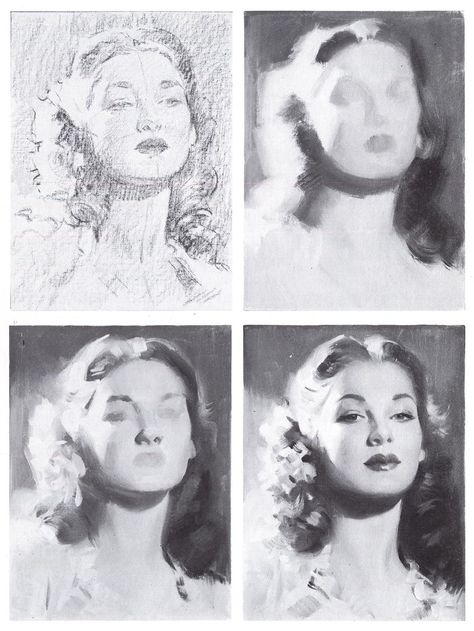 Today's Inspiration: The Old School: Andrew Loomis Andrew Loomis, 흑백 그림, Charcoal Art, 인물 드로잉, Creative Illustration, Arte Inspo, Art And Illustration, Anatomy Art, Facial Expressions