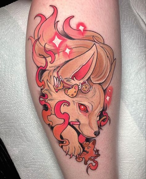 Ninetails Tattoo, Nine Tails Pokemon, Characters In My Style, Pikachu Tattoo, Her Tattoo, One Tattoo, Tattoo Process, Manga Tattoo, Pokemon Tattoo