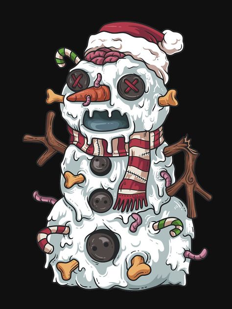 Spooky Xmas Wallpaper, Halloween Christmas Art, Creepy Christmas Drawing, Funny Christmas Art, Emo Christmas Wallpaper, Funny Christmas Drawings, Christmas Horror Art, Evil Christmas, Funny Christmas Images