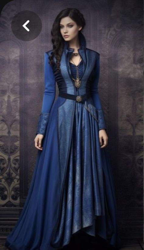 Blue Viking Dress, Night Court Outfit Acotar, Game Of Thrones Dorne Outfits, Larp Outfit Female, Fantasy Fashion Outfits, Knightcore Outfits, Blue Fantasy Gown, Winter Fantasy Dress, Once Upon A Time Outfits