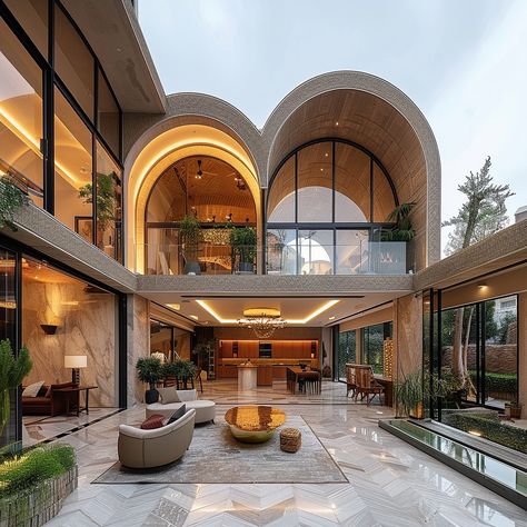 Artec Villa by Amir Reza Hassani @architect_hasani. 🔗 https://www.amazingarchitecture.com/visualization/artec-villa-by-amir-reza-hassani Amir Reza Hassani: This architectural masterpiece, with its unique arch design and stunning views, embodies the fusion of art and nature. Artec Villa, featuring open spaces and modern lighting, provides a serene and delightful environment for its residents… #ai #iran #isfahan 🔗 https://www.amazingarchitecture.com/ A collection of the best contempor... Isfahan Architecture, Villa Design Exterior, Iran Isfahan, Villa Style, Working Hands, Art And Nature, 3d House, Arch Design, Design Exterior