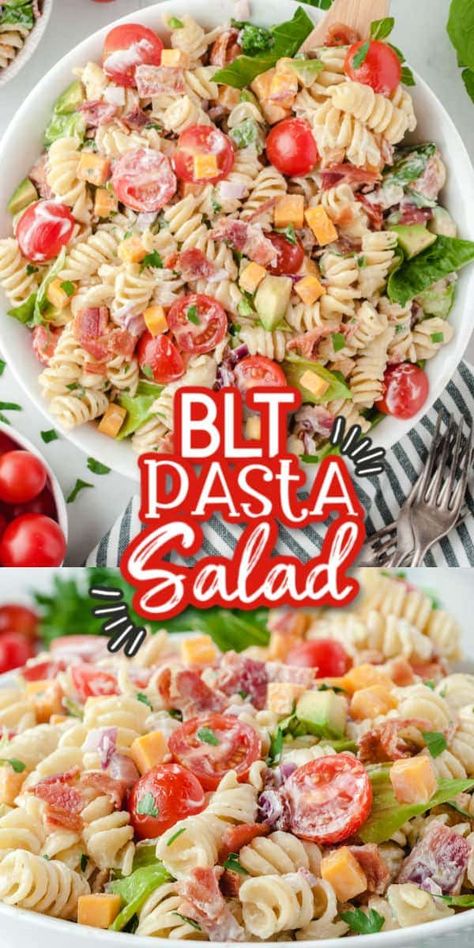 Pasta Salad With Homemade Dressing, Easy Blt Pasta Salad, Salad With Homemade Dressing, Bacon Pasta Salad, Summer Pasta Salad Recipes, Blt Pasta Salad, Blt Pasta, Blt Salad, Creamy Ranch Dressing