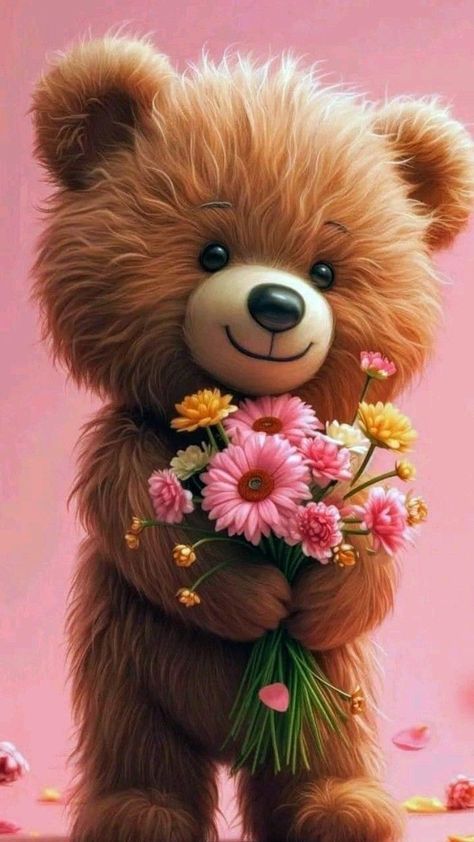 Gimtadienio Sveikinimai, Teddy Bear Hug, Rose Flower Pictures, Bear Hugs, Happy Birthday Pictures, Good Night Wishes, Night Wishes, Bear Hug, Birthday Pictures