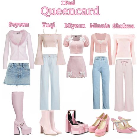 Gidle Queencard Outfits, G Idle Inspired Outfits, G Idle Outfit Inspired, Gidle Inspired Outfits, Queencard (g)i-dle Outfit, Gidle Outfits Inspired, Kpop Idol Outfits Inspired, Korean Fashion Kpop Inspired Outfits, Kpop Clothes